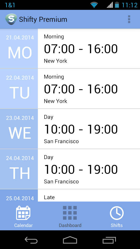 Work Calendar Shifty - Premium Screen 1