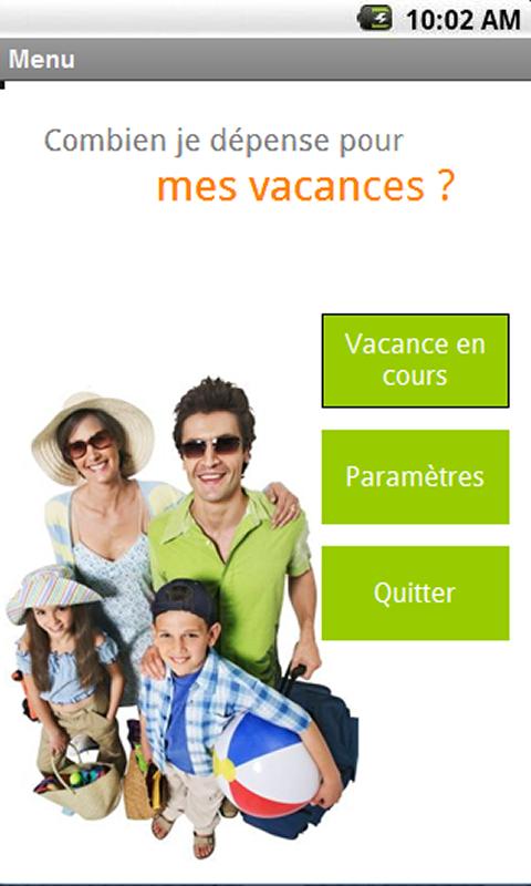 Android application Gérez vos dépenses de vacances screenshort