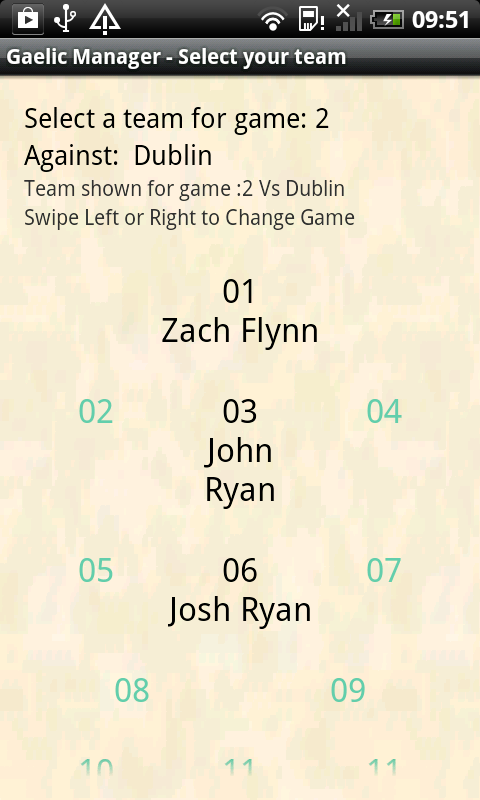 Gaelic Manager Screen 3