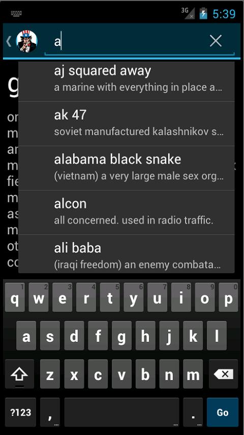 Military Dictionary Screen 3