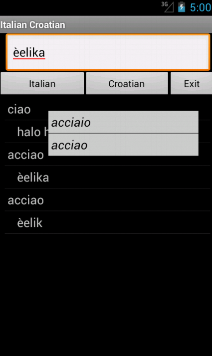 Android application Italian Croatian Dictionary screenshort