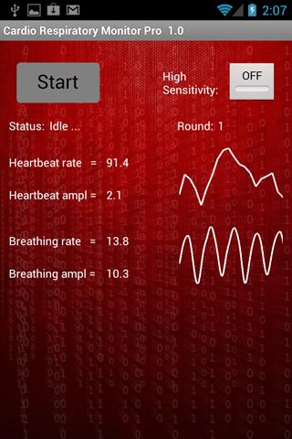 Android application Cardio Respiratory Monitor Pro screenshort