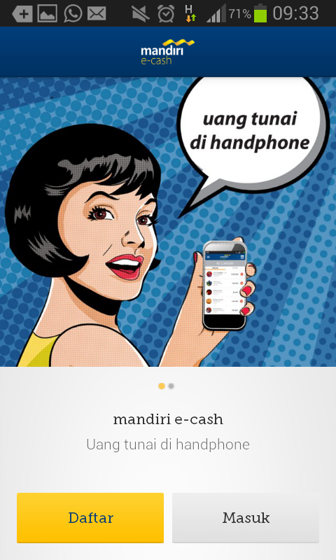 mandiri e-cash Screen 1