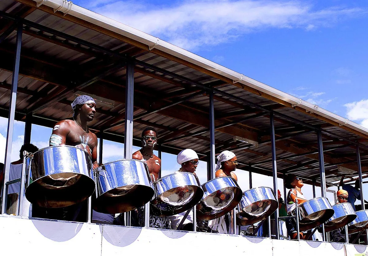 steel-drum-band-Crop-Over-Barbados - A steel band playing the Crop Over celebration on Barbados.