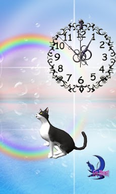 白黒猫ライブ壁紙アプリ走る飛び猫 お洒落アナログ時計付き Androidアプリ Applion