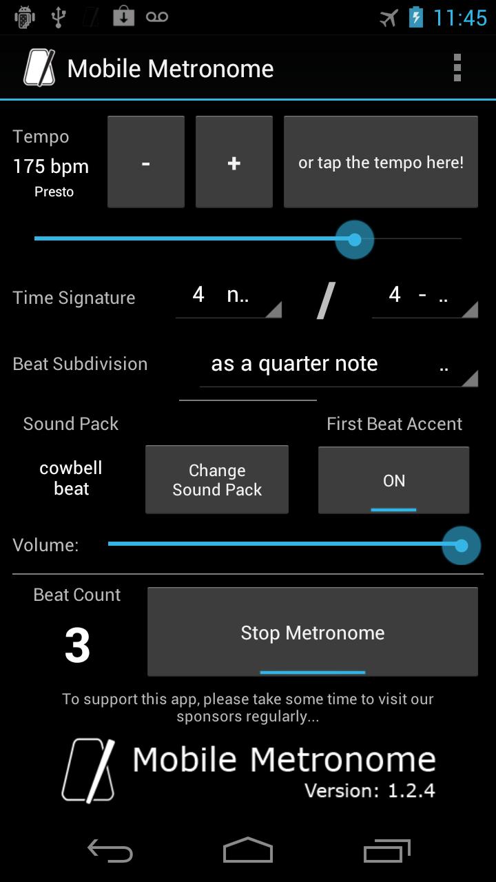 Mobile Metronome Screen 1