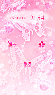 大人かわいいエレガントな壁紙★きらきら桜と春の蝶のおすすめ画像2
