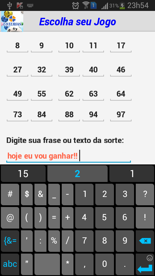 Loteria da Sorte Screen 2