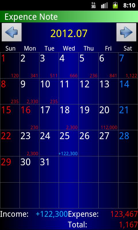 Expense Note Screen 1