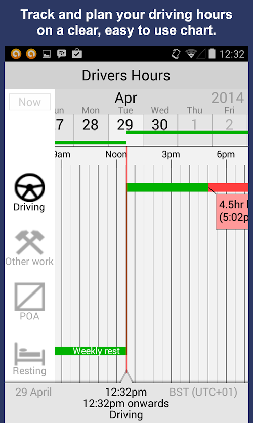 Android application Drivers Hours Log &amp; Timer screenshort