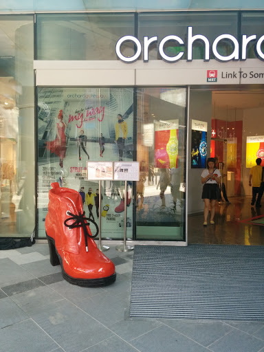 Red Boot Sculpture at Orchard Gateway