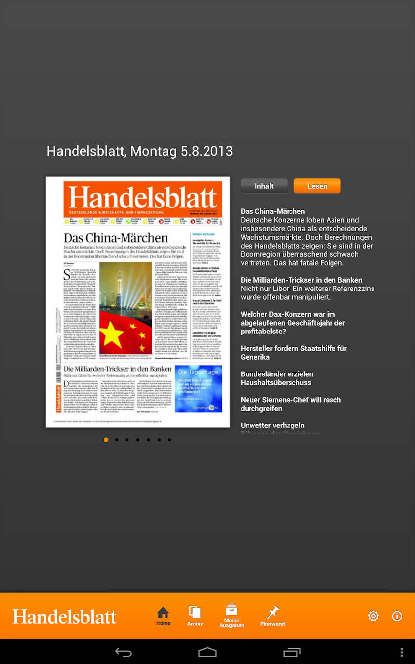 Handelsblatt ePaper Screen 1