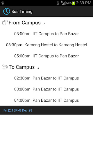 IIT Guwahati Bus Timing