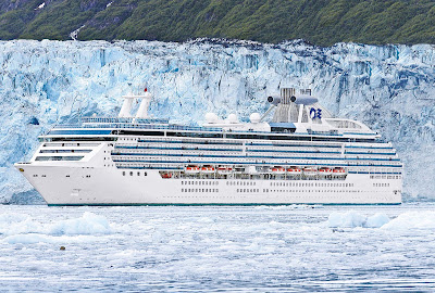 A Princess ship cruises through scenic Glacier Bay, Alaska.
