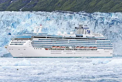 A Princess ship cruises through scenic Glacier Bay, Alaska.