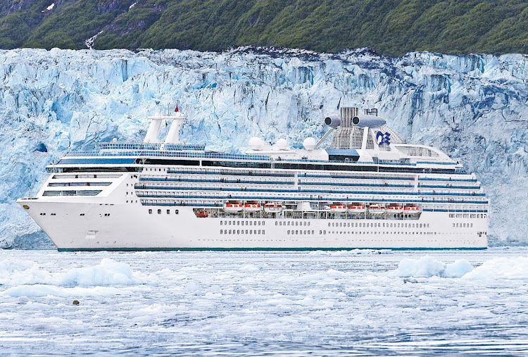 A Princess ship cruises through scenic Glacier Bay, Alaska.