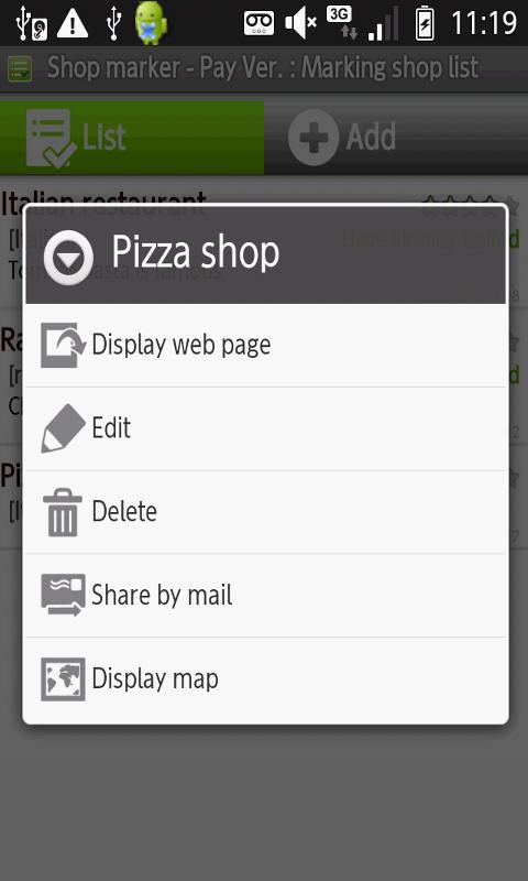 My Restaurant List - PayVer Screen 2