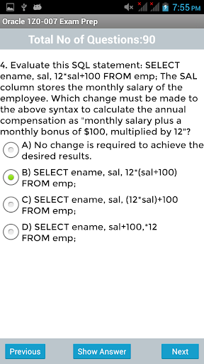 【免費教育App】Oracle9i SQL Exam Prep-APP點子