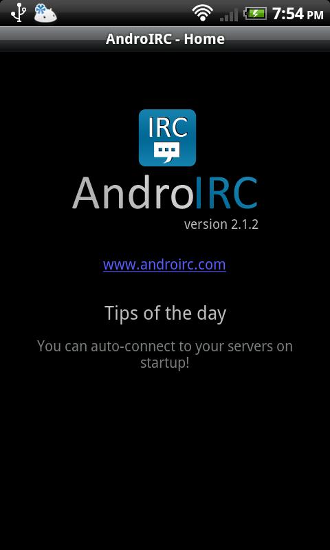 Android application AndroIRC premium screenshort