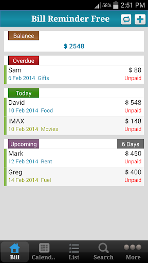 Bill Reminder Free BillManager