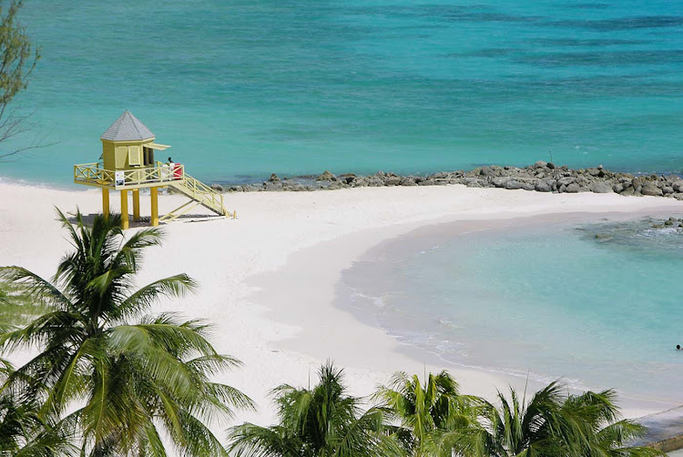 On the beach at the Hilton in Bridgetown on Barbados.