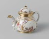 Theepot met deksel, veelkleurig beschilderd met chinoiserieën