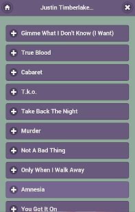 Lyrics of Justin Timberlake Screenshots 1
