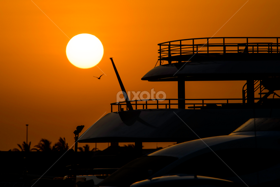The Boat on sunset by Mohammad Alqorashi - Transportation Boats
