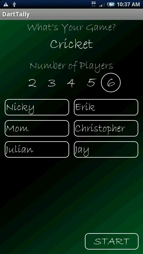 Dart Tally Screen 1