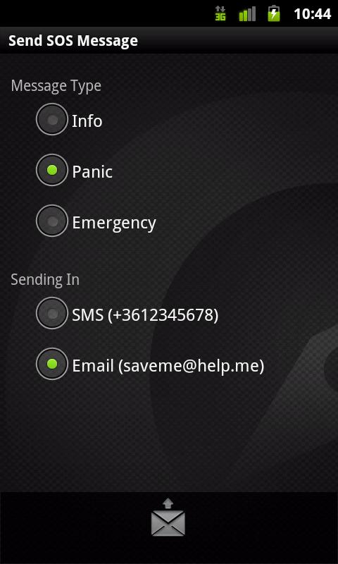 Android application Outdoor SOS screenshort