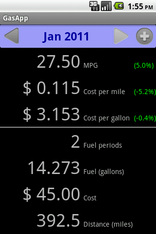 Android application Fuel Tracker screenshort