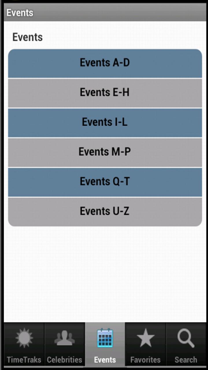 TimeTraks Screen 1
