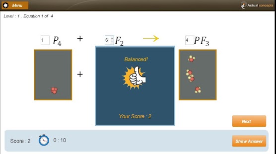 Gamify-Balancing Chemical Eqns Screenshots 3