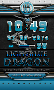 dragon digital clock lightblue - náhled
