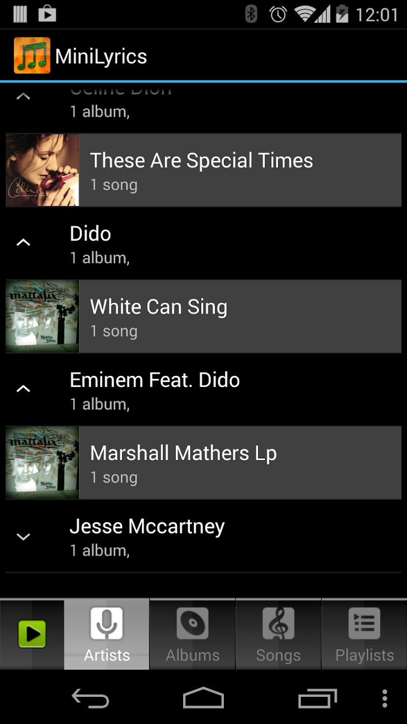 Crintsoft Music Player Screen 1
