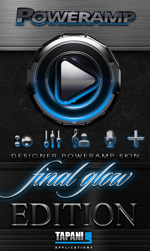 Android application Poweramp skin Light Blue Glow screenshort