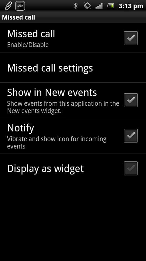 Missed Call smart extension Screen 3