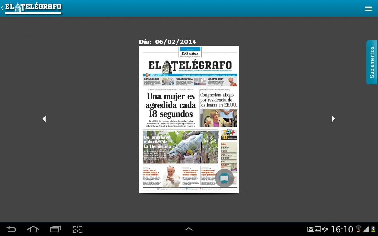   El Telégrafo: captura de pantalla 