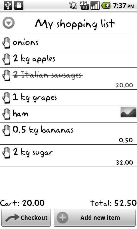 Android application My Shopping List screenshort