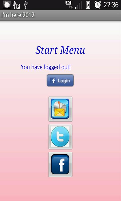 Android application Im here for facebook screenshort