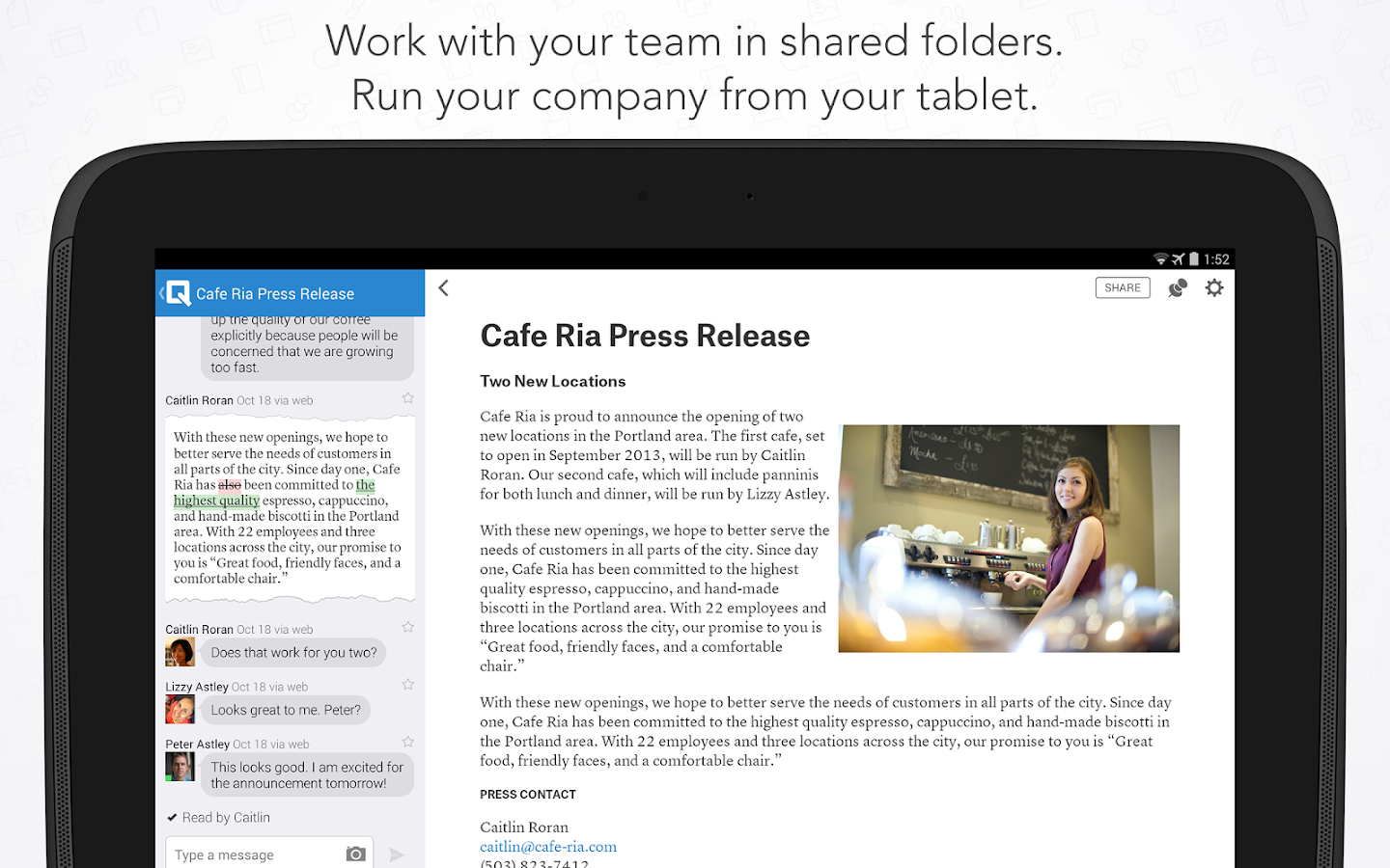 Quip Documents + Messaging screenshot
