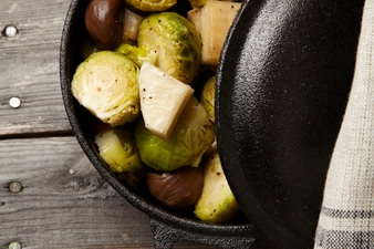Caramelized Turnips with Crispy Brussels