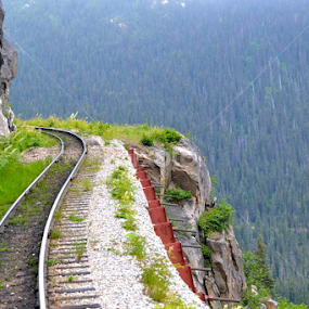 Cliff-Hanger by Kathleen Koehlmoos - Transportation Railway Tracks