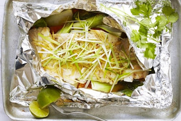 Steamed fish with ginger & spring onion