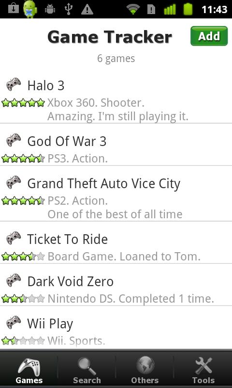 Android application Video Game Tracker Pro screenshort