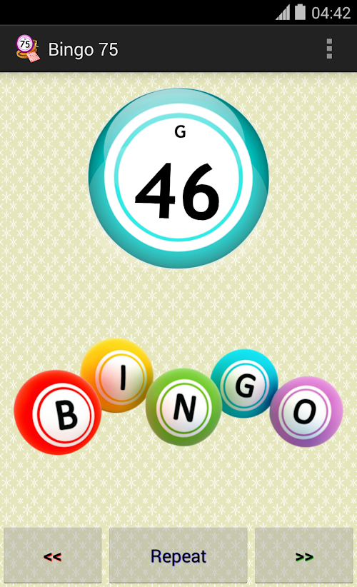 Android application Bingo 75 screenshort