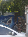 Shark Vs T rex Mural