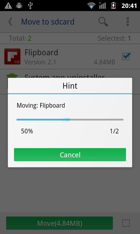   Mover para sdcard: captura de tela 