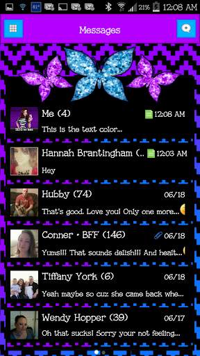 GO SMS - Cute Butterfly 6