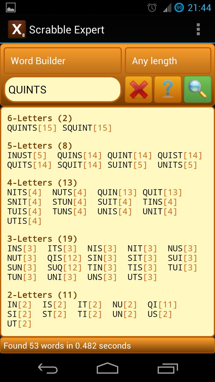 Android application Word Expert (for SCRABBLE) screenshort